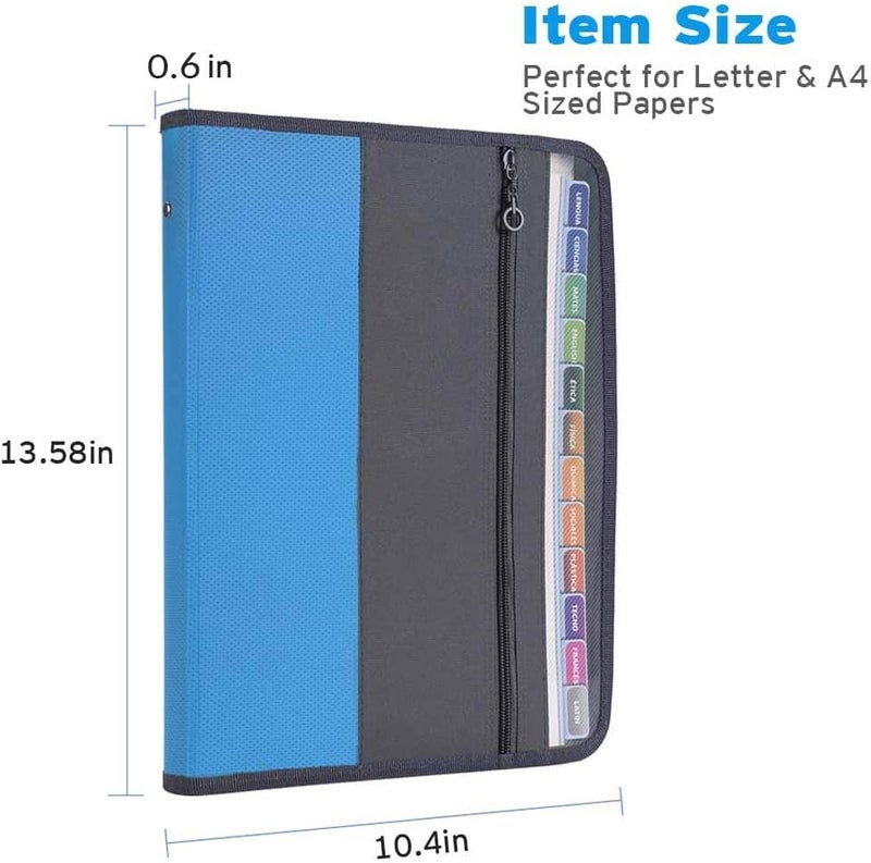 Sooez Accordion File Organizer with Safe Zipper, 12 Pocket Expanding File Folder with Front Pencil Pouch, Portable Monthly Paper Bill Tax Receipt Organizer, School Office Supplies, Letter Size, Blue - Image 5